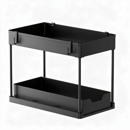 🖤 Space-Saving | Durable Metal Countertop Organizer | Modern Two-Tier Storage Rack