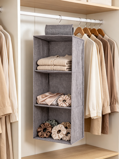 🏠 Housewarming | Breathable Linen Fabric Shelf | Hanging Closet Organizer